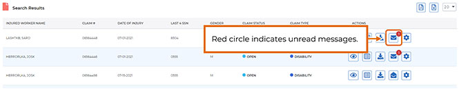 The envelop icon to access messages