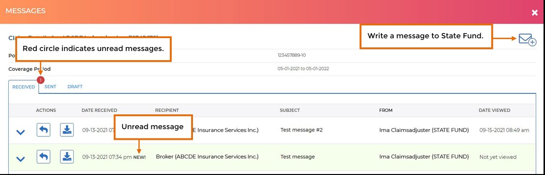 The view claims message window and buttons