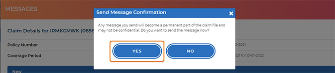 Send Message Confirmation Window