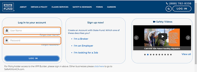 Entering a user name and password to log in