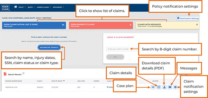 A walkthrough of the claims dashboard