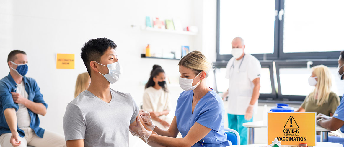 People getting vaccinated for COVID-19 at a local clinic.
